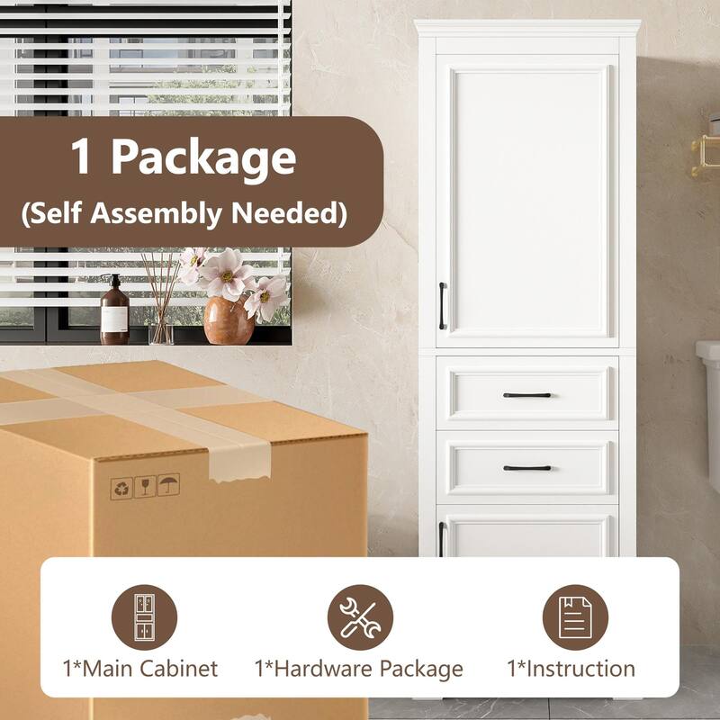 71-Inch Tall Freestanding Bathroom Vanity with Damping-Hinge Doors and Drawers, Featuring a Modern, Elegant Design