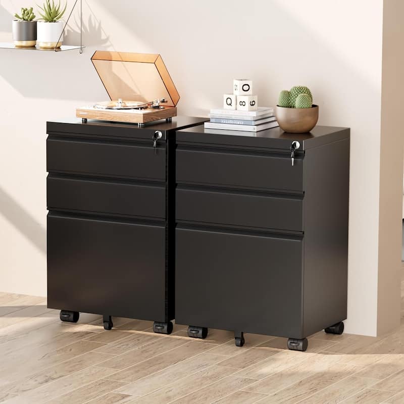 3 Drawer Metal File Cabinet, Mobile or Vertical Office Filling Cabinet