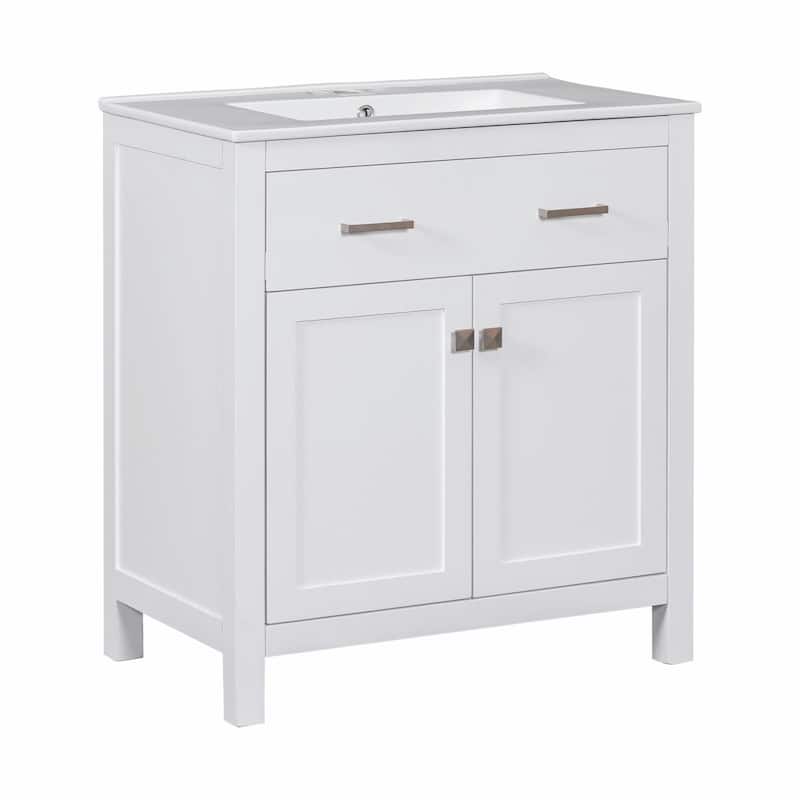 30-inch Modern Bathroom Vanity with Ceramic Sink and Versatile Storage