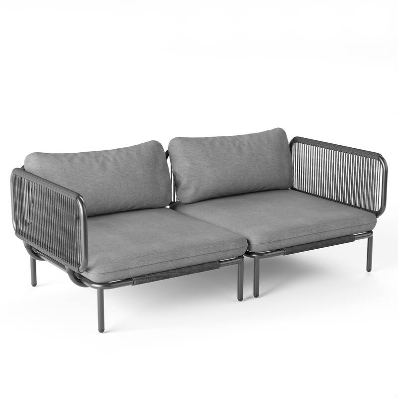 Outdoor Cushioned Sectional Sofa Chat Set Patio Furniture Conversation Set, Free Combination