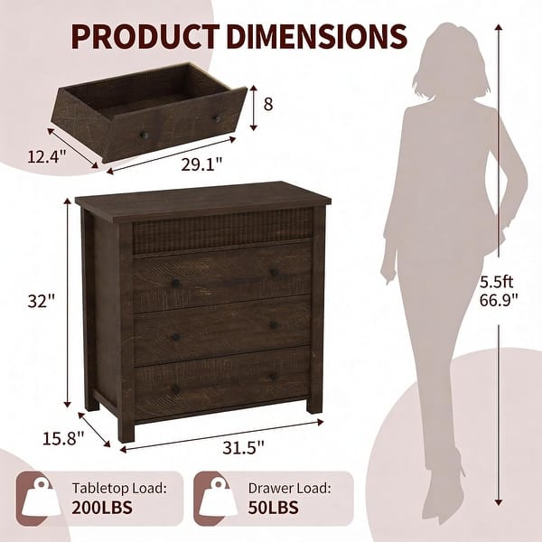 delta charcoal grey dresser Three Drawer Dresser, Fluted Panels, Sleek Handles, Deep Drawers - On Sale - Bed Bath & Beyond YGroup_tinsley-tube-dress
