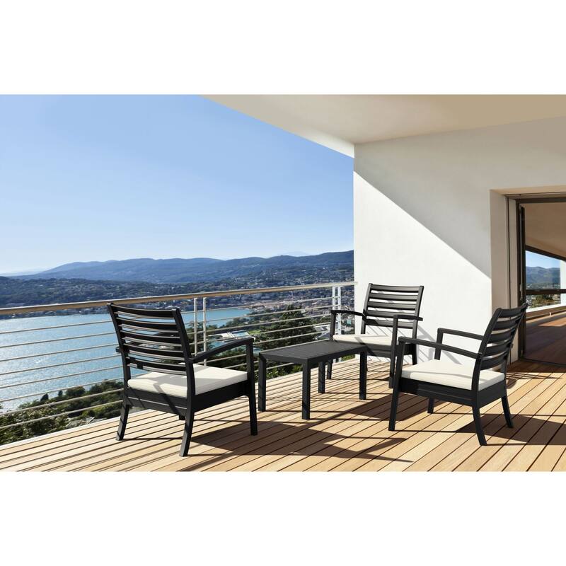 36" Black Patio Solid Rectangular Patio Resin Coffee Table