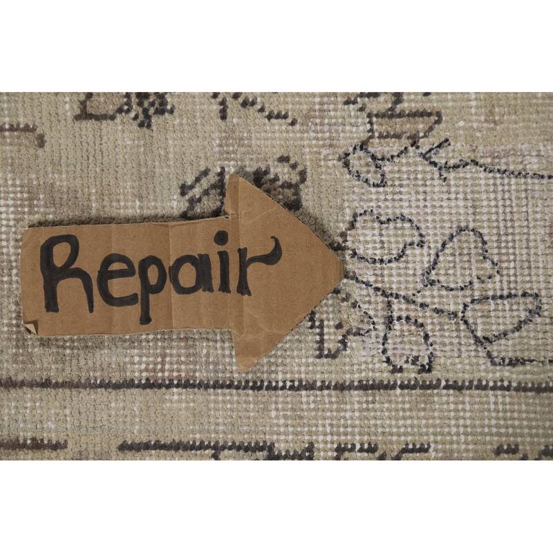 Distressed Tabriz Vintage Rug Hand-Knotted Oriental Wool Carpet - 9'9" x 12'6"