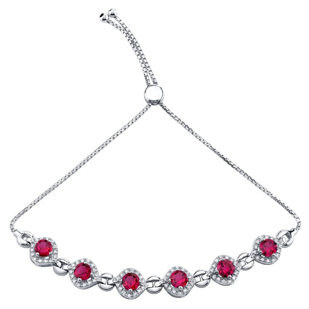3.75 ct Ruby Adjustable Bracelet in Sterling Silver