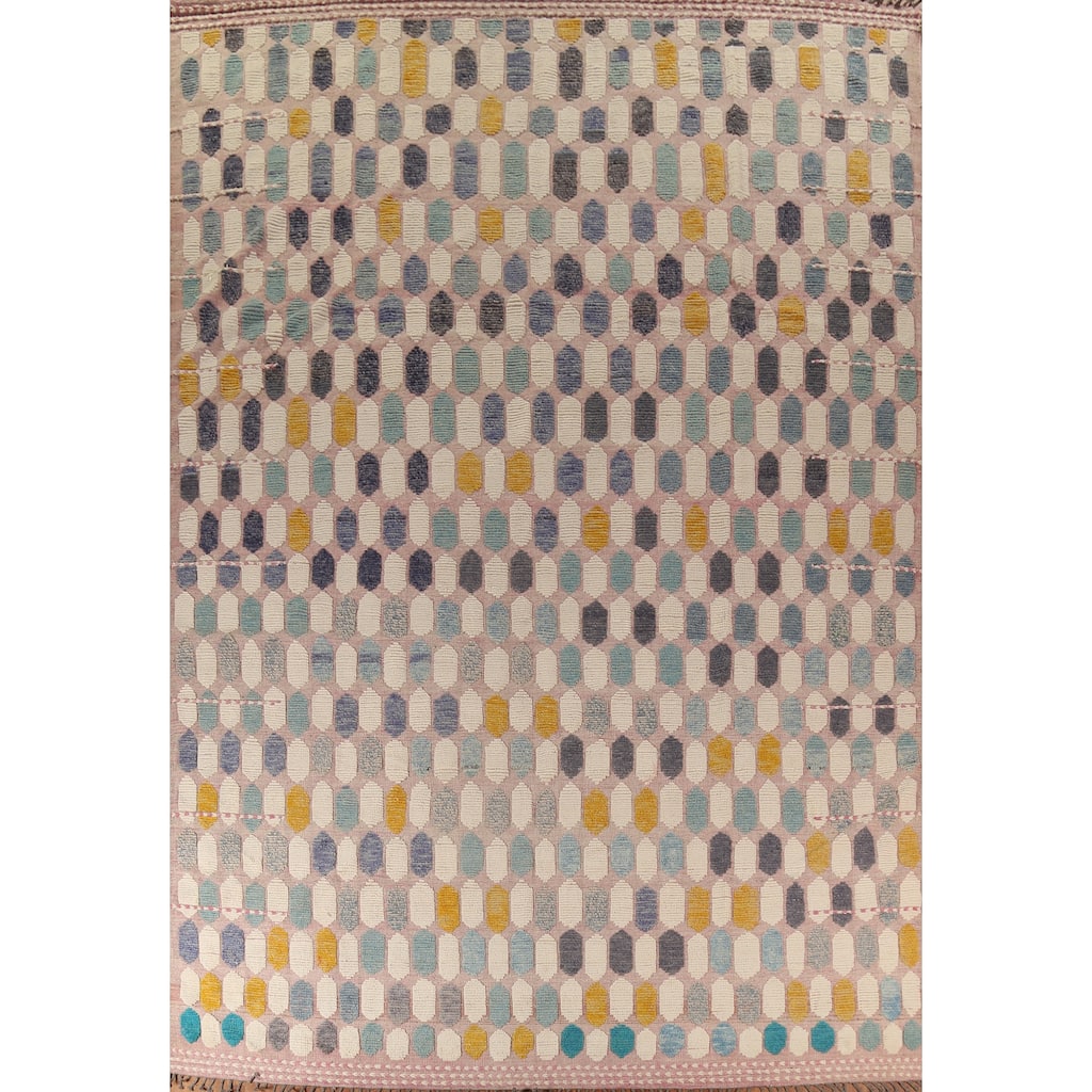 All-Over Moroccan Large Area Rug Hand-Knotted Wool Carpet - 11'7"x 16'1"