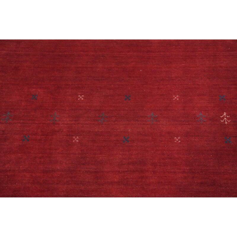 Hand Knotted Oriental 100% Wool Carpet Tribal Tribal Red Gabbeh Area Rug - 9' 7'' X 8' 2''