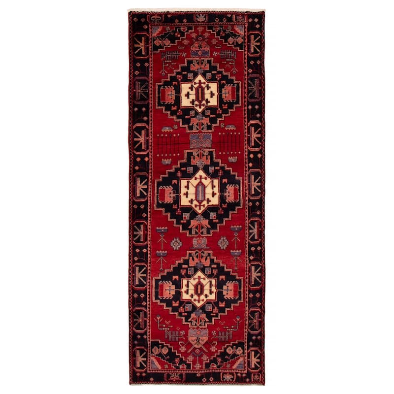 ECARPETGALLERY Hand-knotted Anadol Red Wool Rug - 3'6 x 9'4 - Red - 3'6 x 9'4