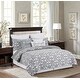 preview thumbnail 3 of 1, Heather Grey & White Damask Reversible Diamond Twin Quilt Set Machine Washable Cotton Quilt Set