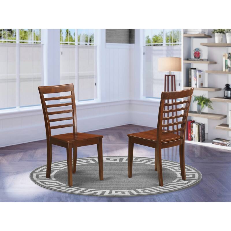 East West Furniture Milan Kitchen Dining Chairs - Ladder Back Dining Room Chairs, Set of 2, Mahogany (Seat Type Options) - MLC-MAH-W