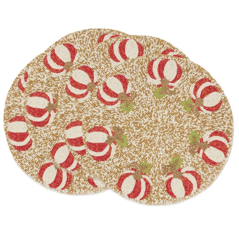 Elegant Beaded Pumpkin Placemat (Set of 4)