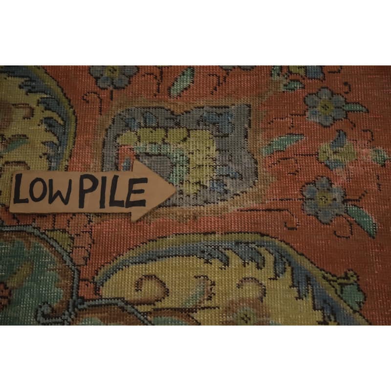 Hand Knotted Oriental 100% Wool Carpet Traditional Floral Oranges & Rust Tabriz Area Rug - 12' 8'' X 9' 4''