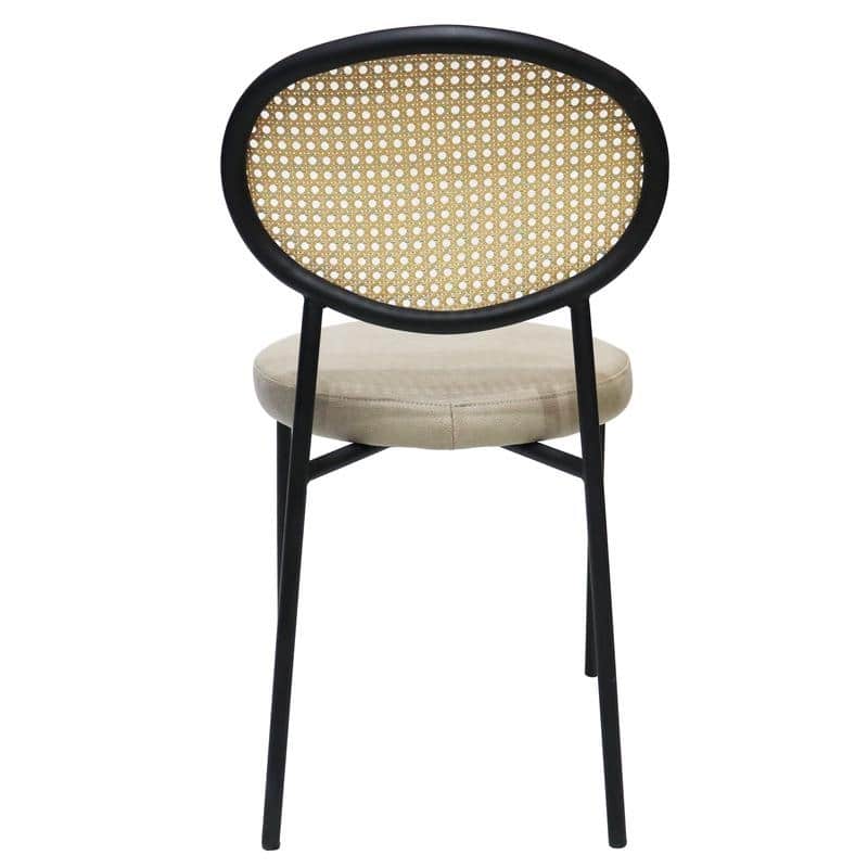 LeisureMod Euston Modern Dining Chair with Upholstered Velvet Seat - Wicker Back and White Stainless Steel Legs Accent Chair