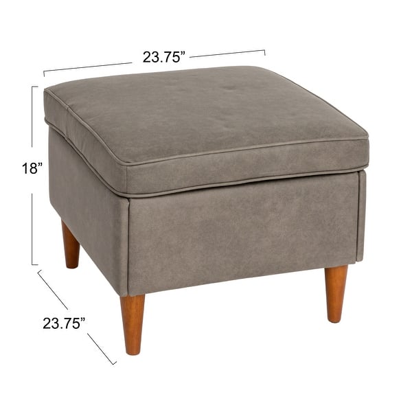 dimension image slide 0 of 3, Atley Upholstered Ottoman with Storage and Solid Wood Legs