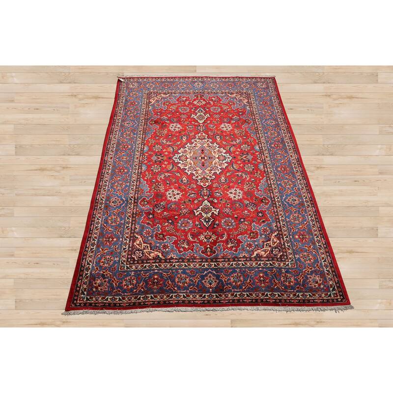 7'2''x10'4'' Hand Knotted Wool Red Isfahan Traditional Rug - 7' 2'' x 10' 4''