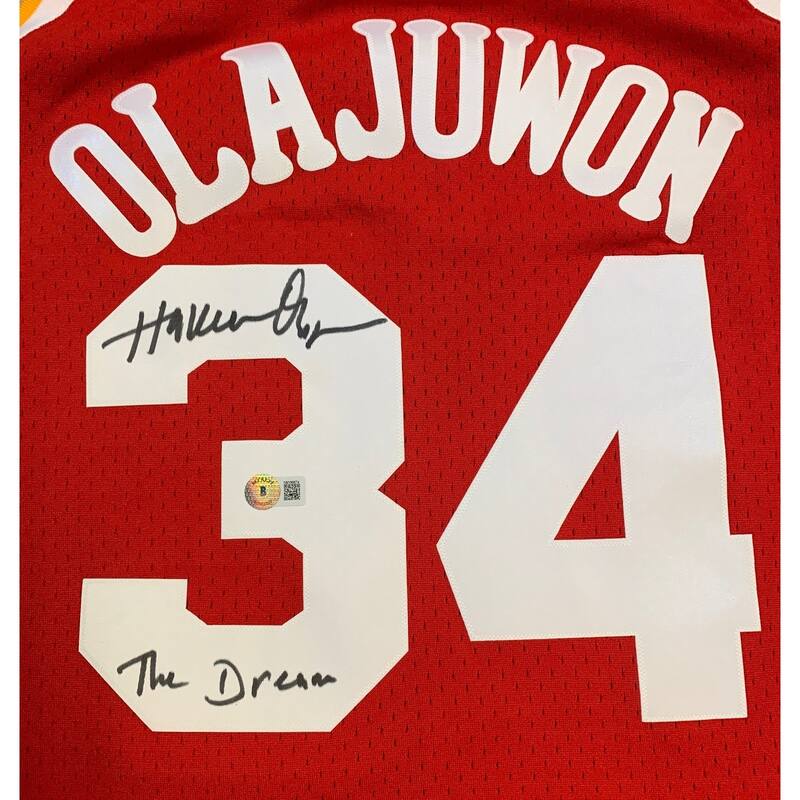 Hakeem Olajuwon Autographed Houston Rockets Mitchell & Ness Swingman Signed Basketball Jersey THE DREAM Beckett COA