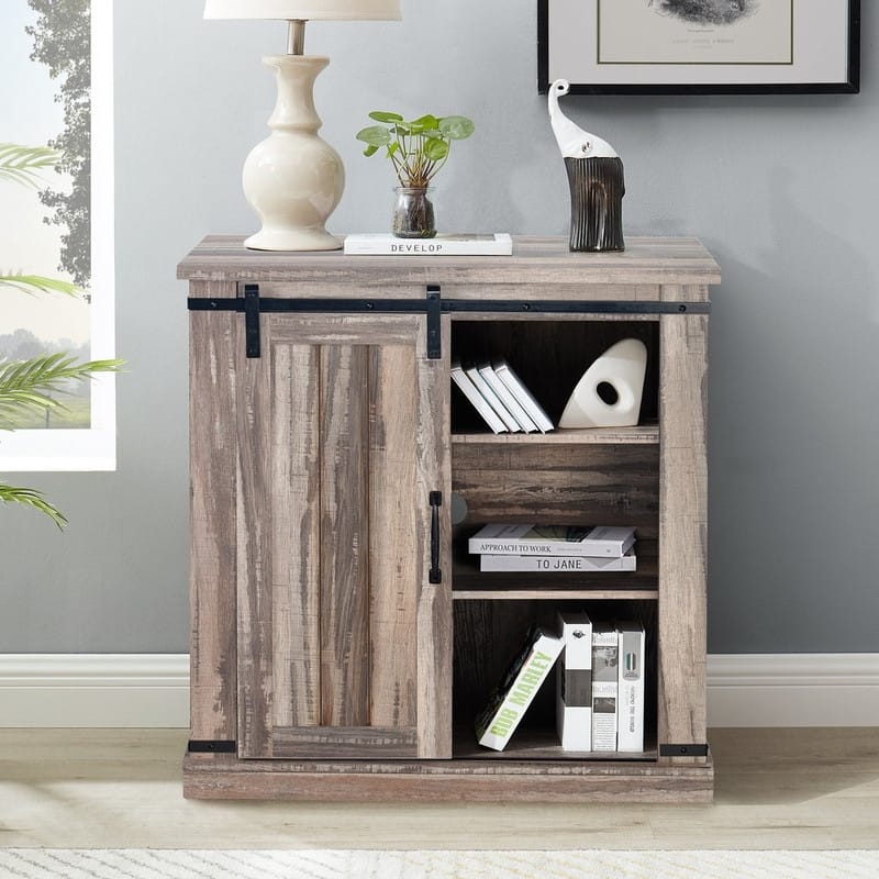 32" Compact TV Stand for 40" TVs w/ Barn Door Design - 32" in Width