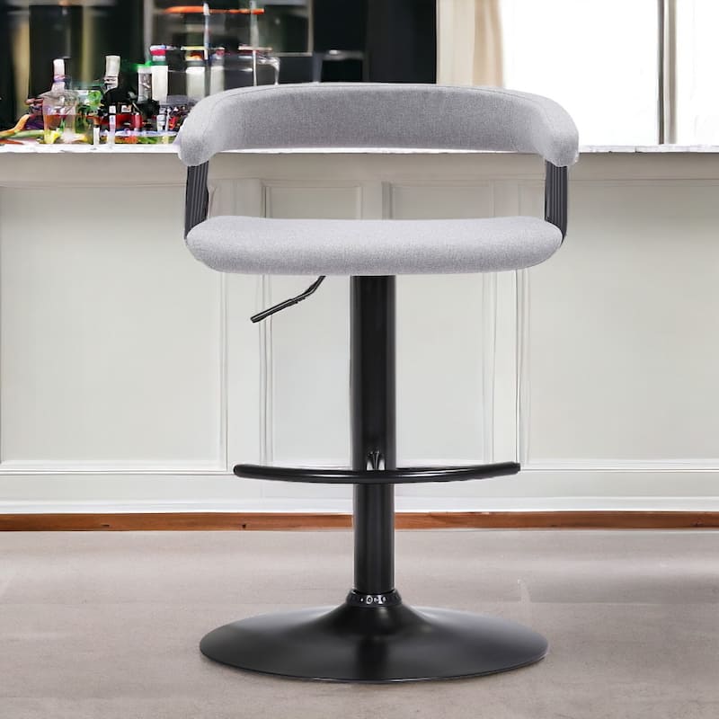 Adjustable Faux Leather Swivel Bar Chair with Footrest and Armrests - 20” x 18” x 44”