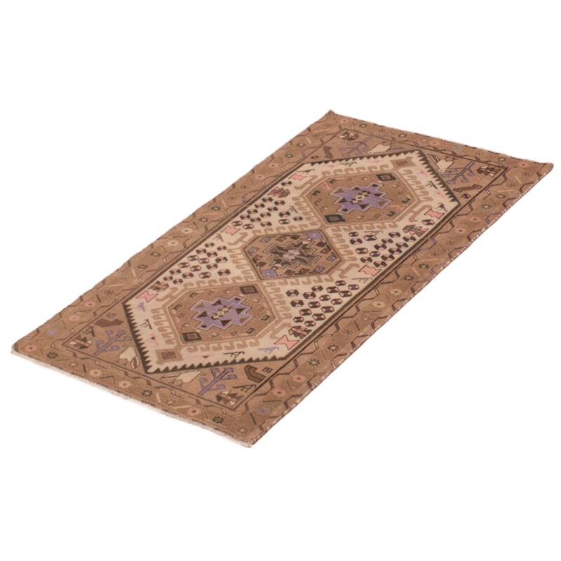 ECARPETGALLERY Hand-knotted Antalya Vintage Cream Wool Rug - 3'1 x 4'11