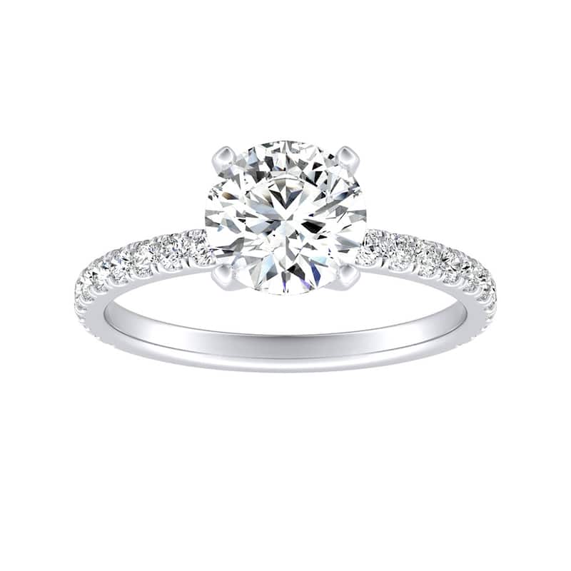 Auriya 14k Gold 1 1/2ct Moissanite and Diamond Engagement Ring 1/3ctw - White - 4.5