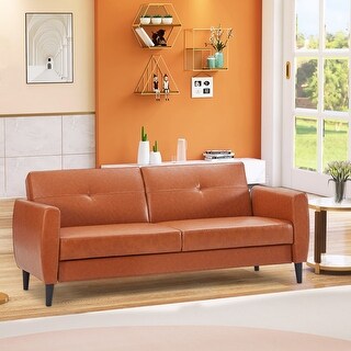 PU Leather Convertible Folding Futon Sofa Bed with Storage - Bed Bath ...