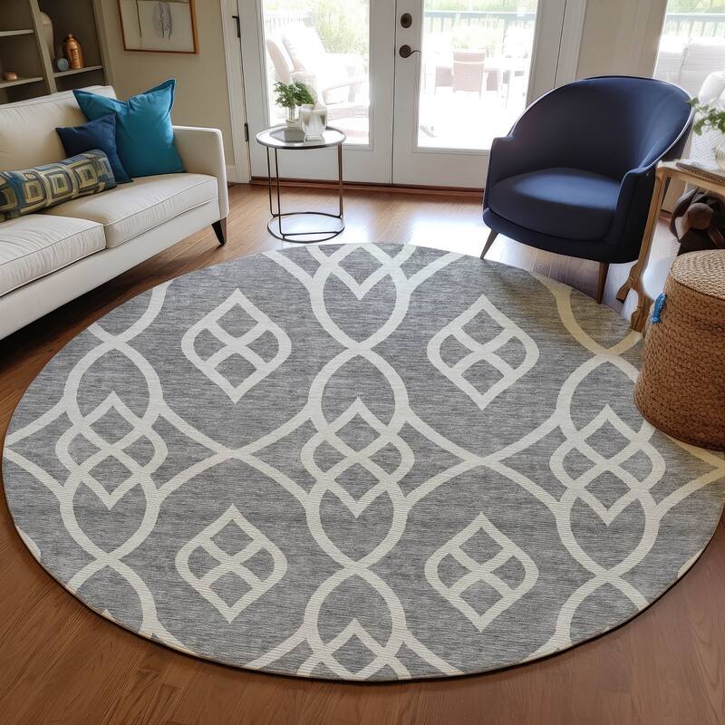 Machine Washable Indoor/ Outdoor Chantille Modern Trellis Rug