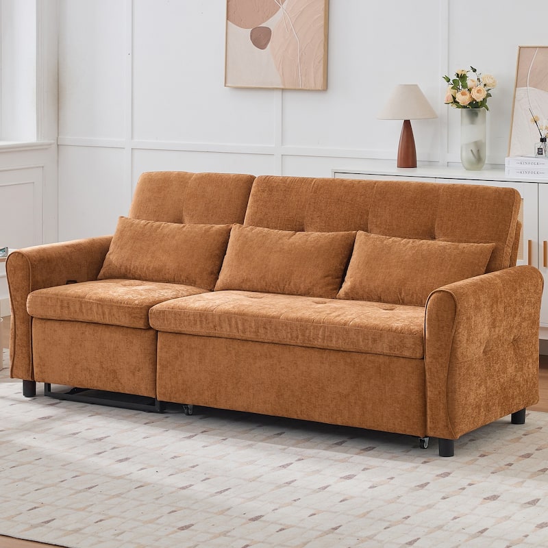 2-in-1 Sofa with Pull-Out Sleeper & Reversible Recliner by Harper&Bright Designs