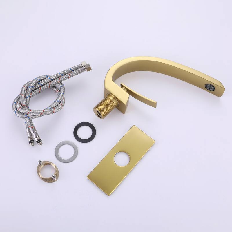 Rbrohant 7"H Single-Handle Bathroom Faucet with Deckplate, Vessel Faucet for Bathroom