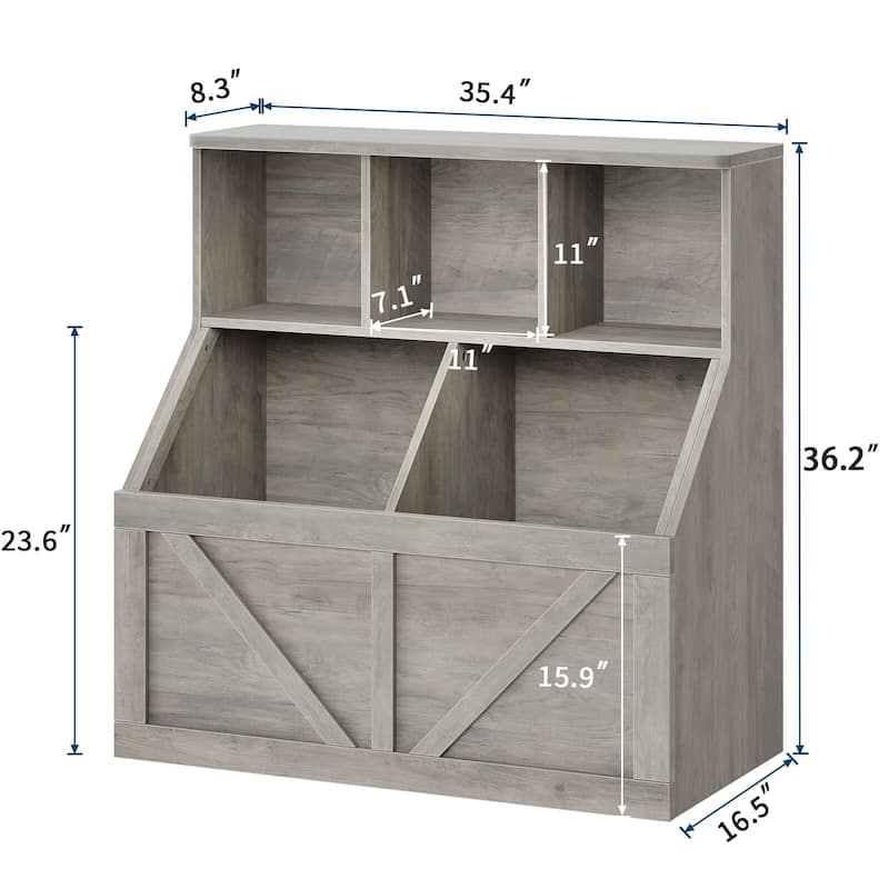 Kids Bookshelf and Toy Storage, Toy Storage Organizer with Storage Cabinet and Toy Shelf, Toddler Book Shelf