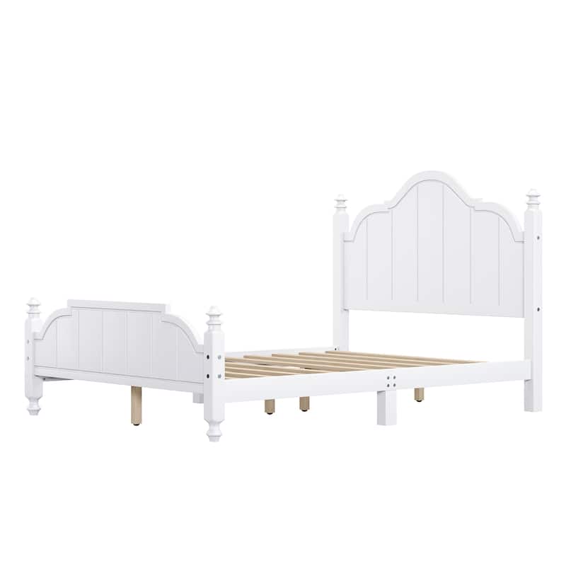 Full Size Platform Bed Frame with Vintage Headboard