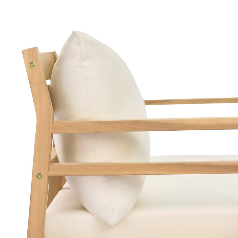 Christopher Knight Home - Classic 76" W Outdoor Solid Wood 3-Seater Sofa with Curved Backrest and Water-Resistant Cushions