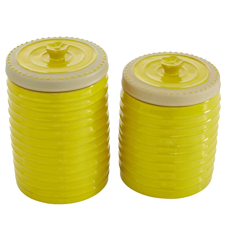 Ceramic Decorative Jars - Set of 2 Yellow - Roche River Decor