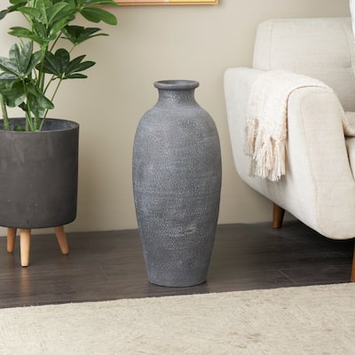 Black Ceramic Textured Whitewashed Vase