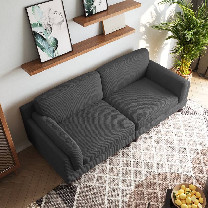 Modern 90" inch Sofa Comfy Corduroy Deep Seats Sofa