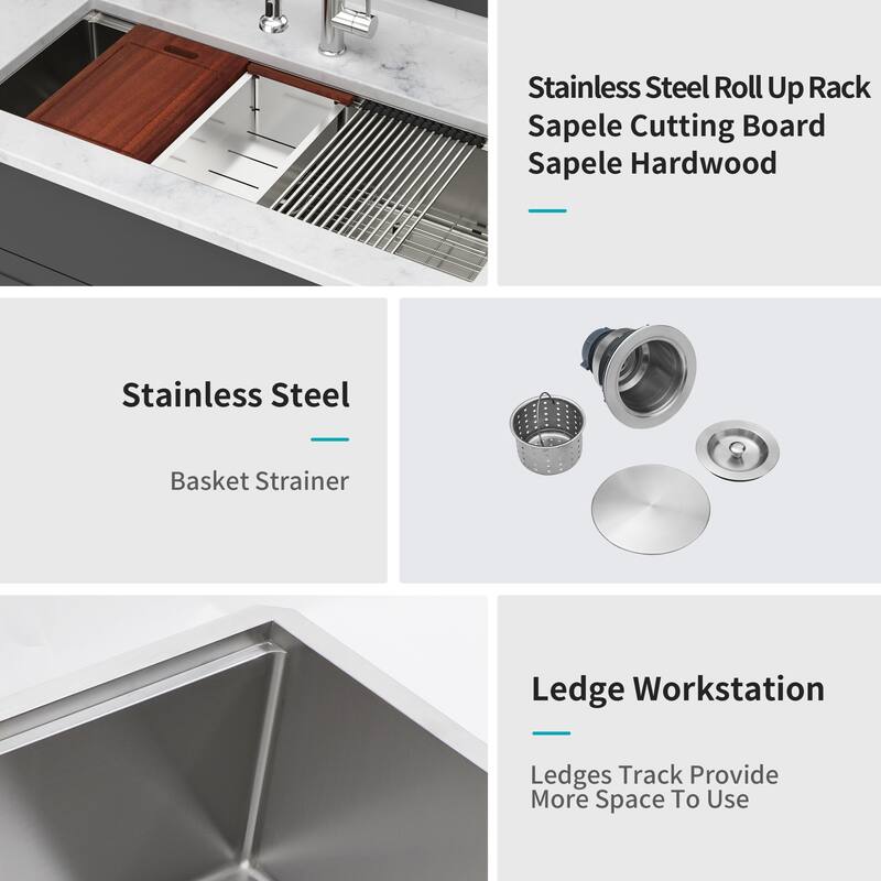 Undermount 16 Gauge Single Bowl Stainless Steel Kitchen Sink in Brushed Nickel