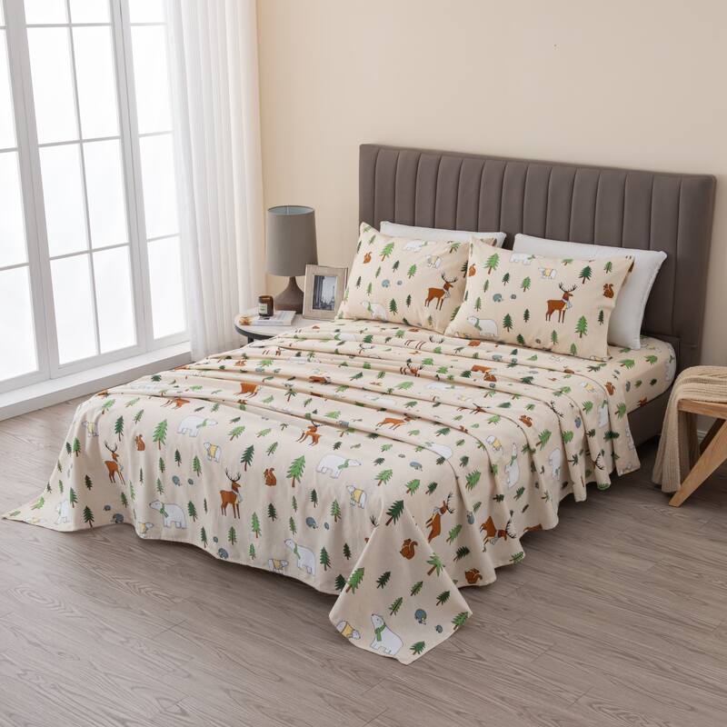 Linery & Co. Winter Turkish Cotton Double-Brushed Flannel Bed Sheet Set