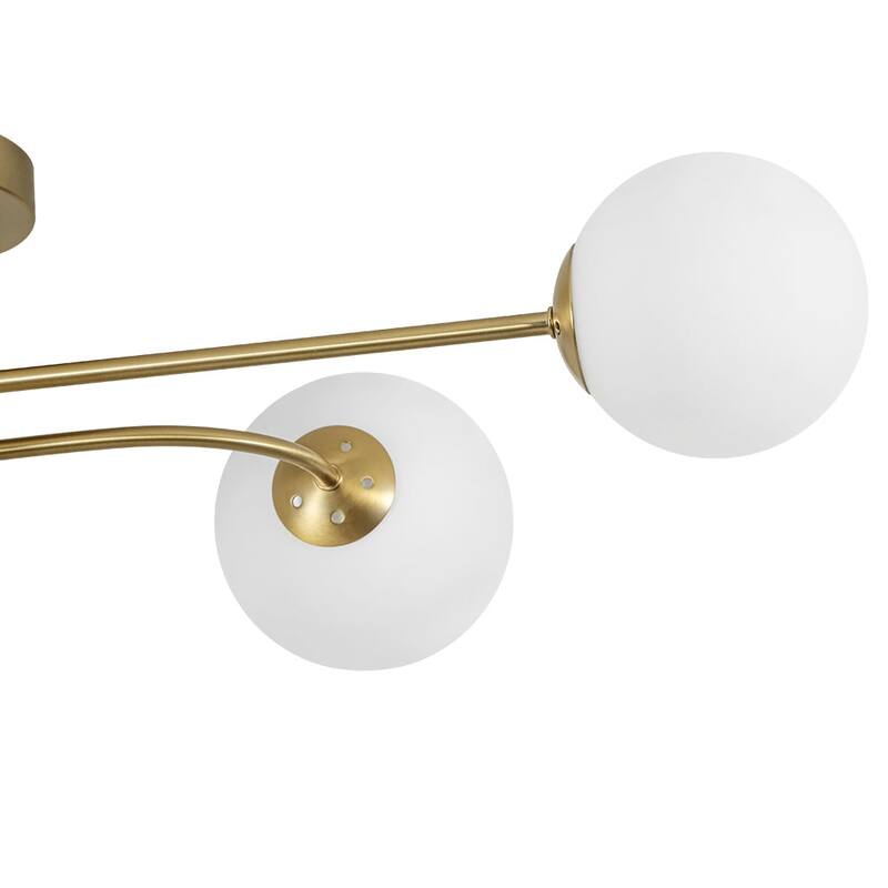 Mid-Century 4-Light Opal Glass Globe Sputnik Semi Flush Mount