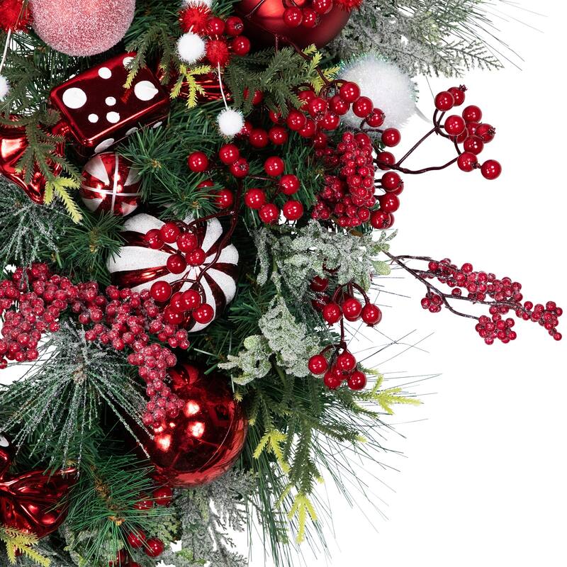 Peppermint Candy Artificial Pine Christmas Wreath - 42" - Unlit