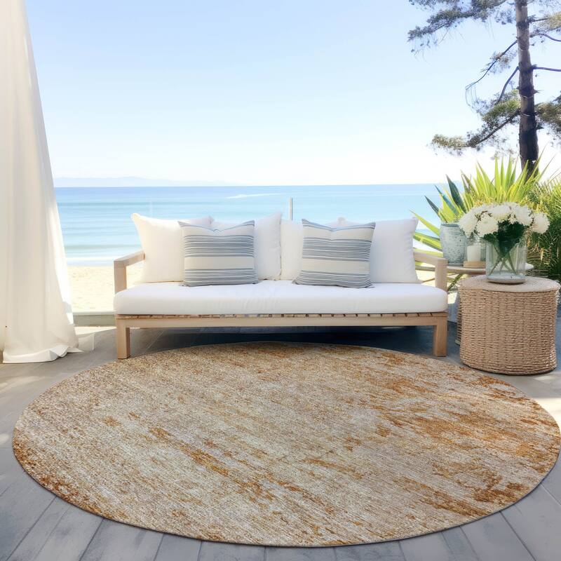 Machine Washable Indoor/ Outdoor Abstract Ombre Chantille Rug
