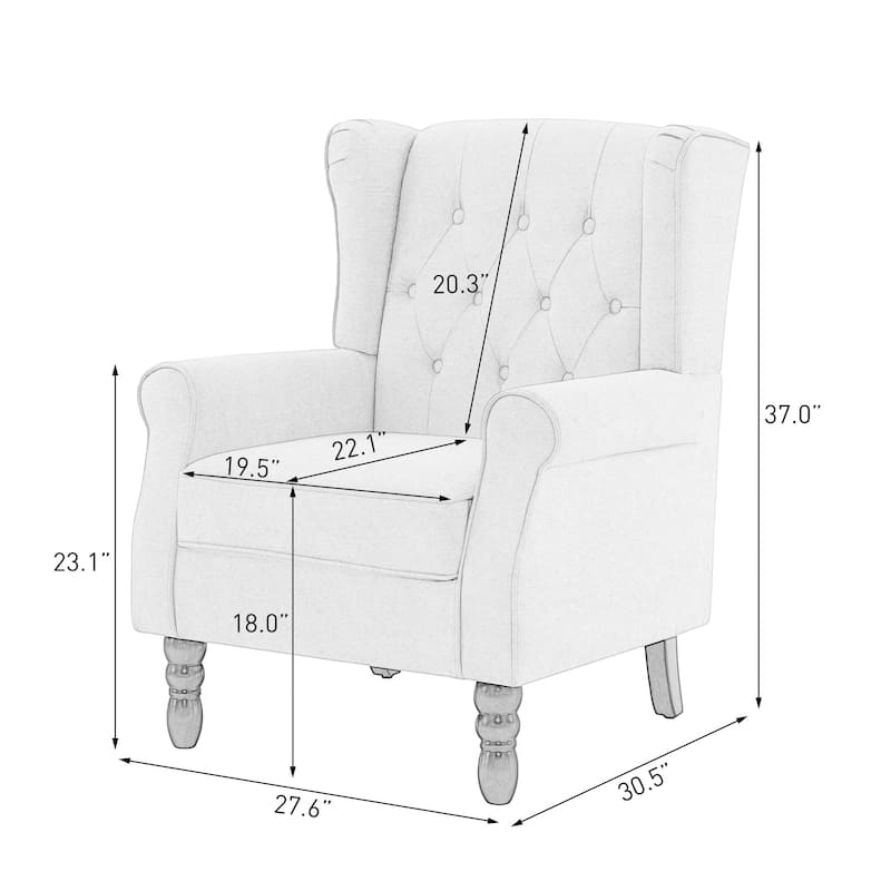 Modern Button Tufted Wingback Accent Chair Upholstered Armchair