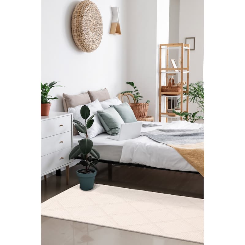 ECARPETGALLERY Braid weave Sienna Cream Wool Rug - 2'4 x 6'9