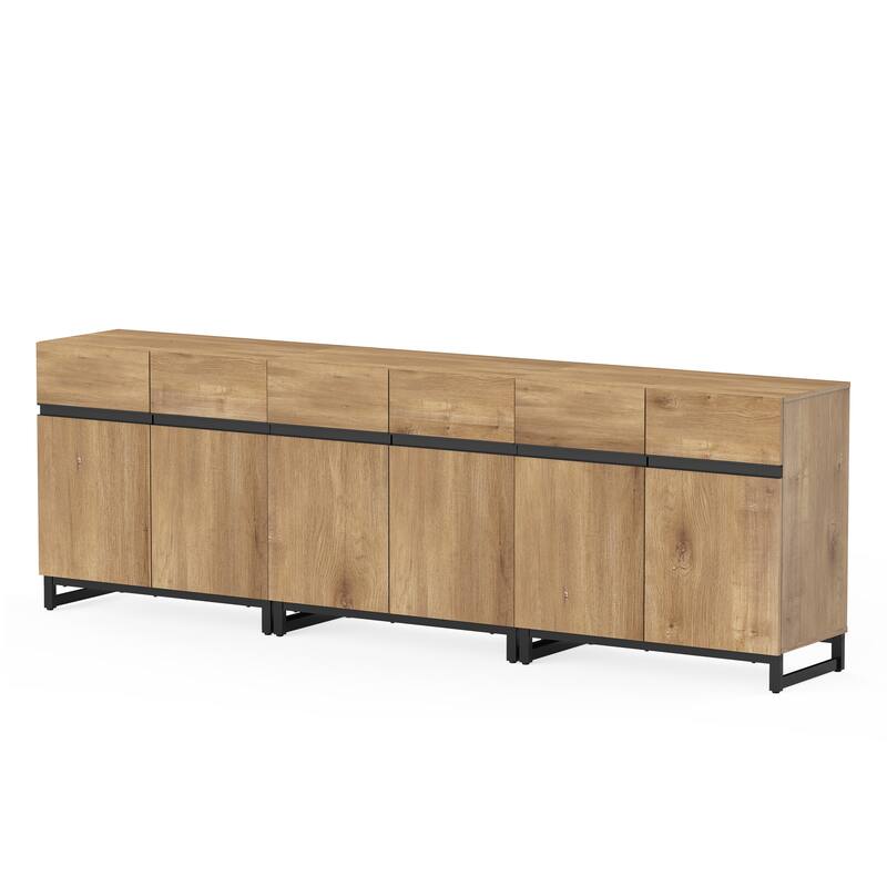 WAMPAT Storage Cabinet, Modern Sideboard with Adjustable Shelf and Metal Base