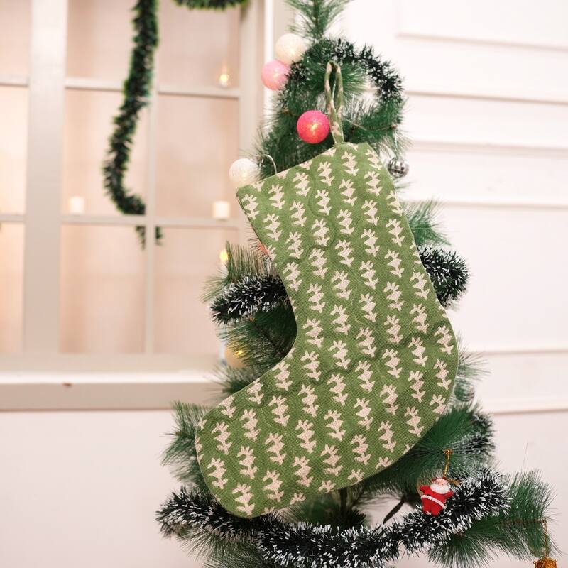 Fabdivine 16x6.5 Inches Hand Floral Block Print Christmas Stockings Tassle and Loop Perfect for Gift - 16"X6.5"