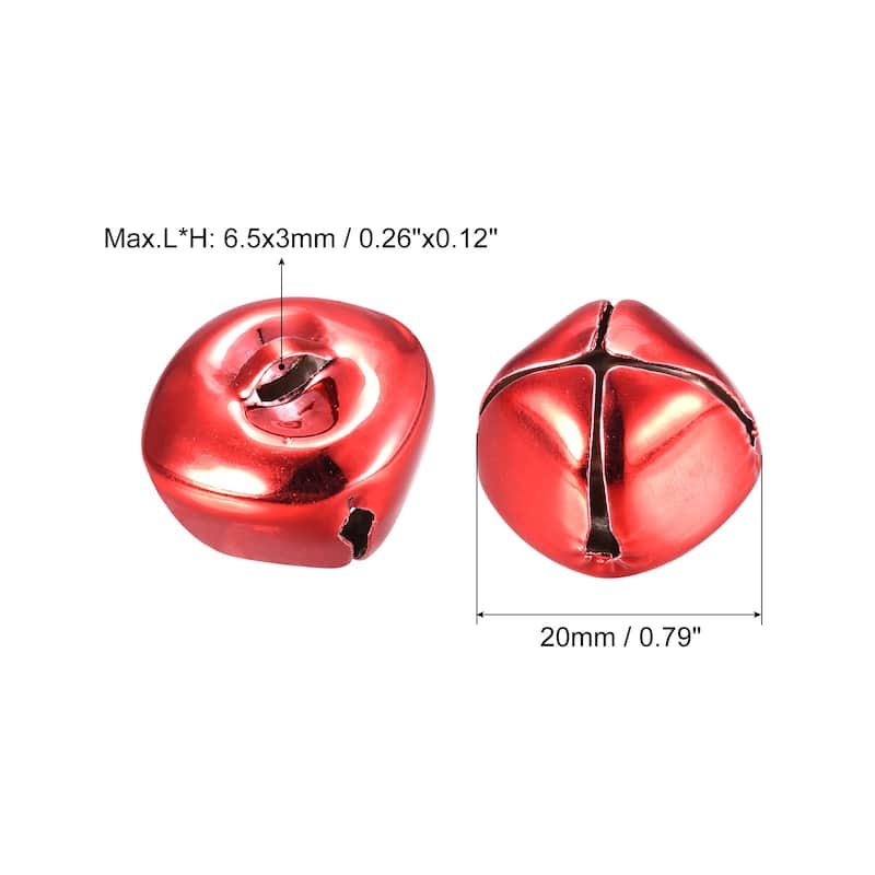Jingle Bells, 20mm 12pcs Small Bells for Crafts DIY Christmas, Gold Tone - 20mmx20mm - Red