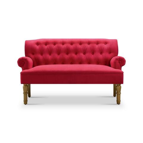 Moser Bay Arete Upholstered Tufted Settee Chesterfield Style Loveseat, Velvet or Linen
