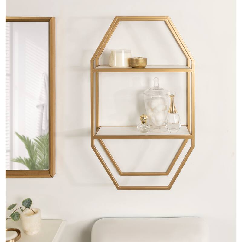 Kate and Laurel Adela Rustic Wood and Metal Wall Shelf
