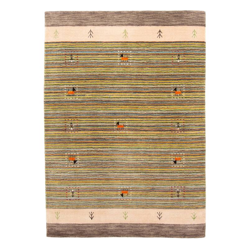 ECARPETGALLERY Hand Loomed Kashkuli Gabbeh Green Wool Rug - 4'0 x 5'10