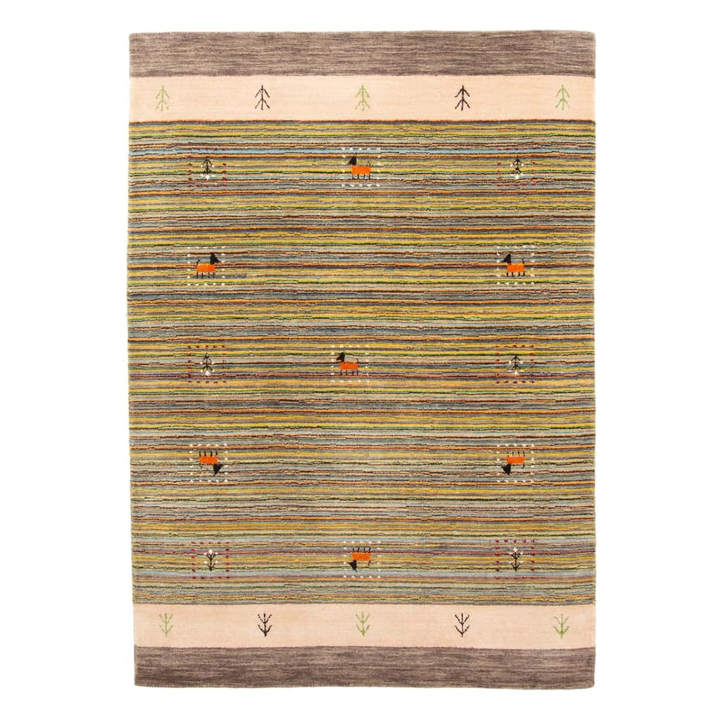 ECARPETGALLERY Hand Loomed Kashkuli Gabbeh Green Wool Rug - 4'0 x 5'10