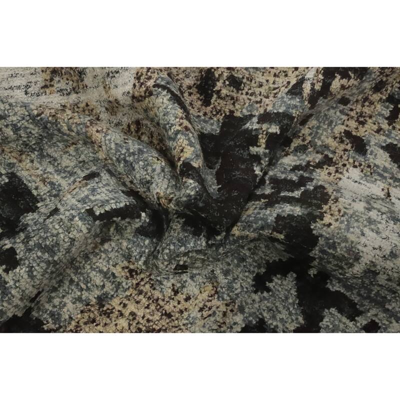 Hand-knotted Modern Wool Grey Abstract Area Rug Oriental Carpet - 7' 11'' X 5' 6''