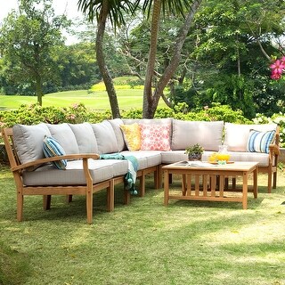 Leon 8-piece Teak Patio Sectional Set with Cushion
