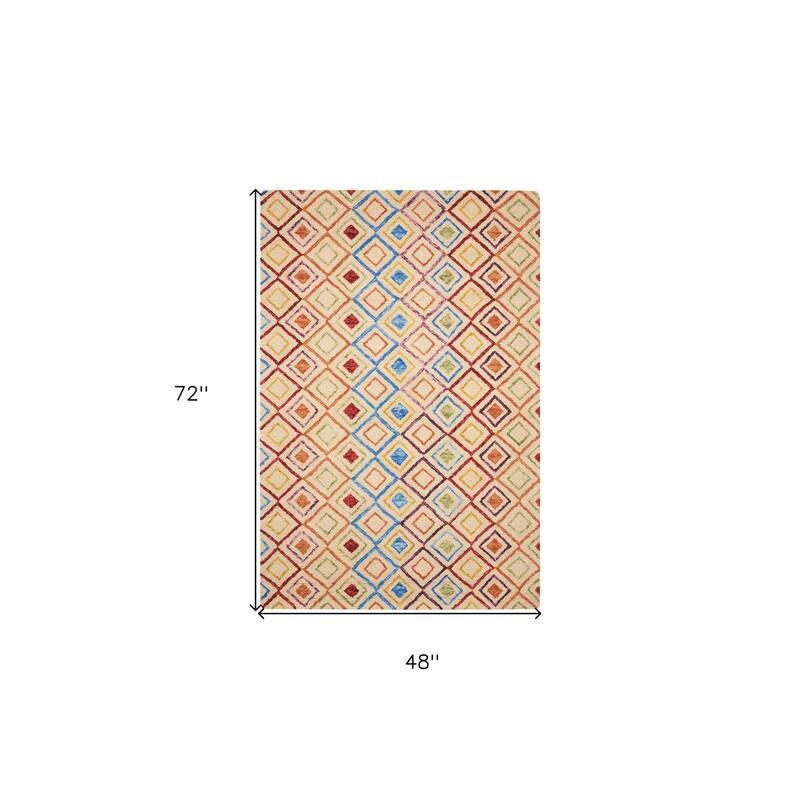 HomeRootsGeometric Bohemian Rectangle Area Rug - 72' X '48' X '0.5